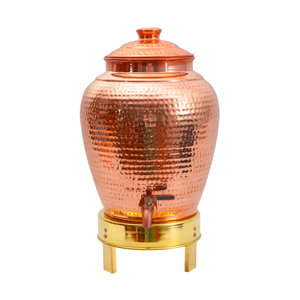 Distributeur d'eau en cuivre pur, design martelé, Matka artisanal avec robinet en laiton anti-fuite et support, pour hôtels et restaurants de luxe - Product Image 5