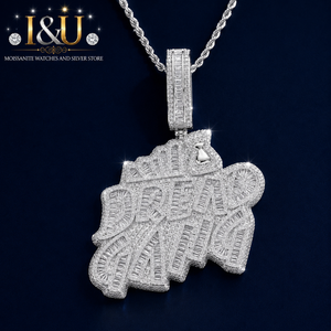 I&U Luxury New Design 925 <b>Silver</b> Moissanite Number Necklace Hip Hop Number Sign Pendant Rhodium/Gold/<b>Silver</b> Plated Unisex - Product Image 3