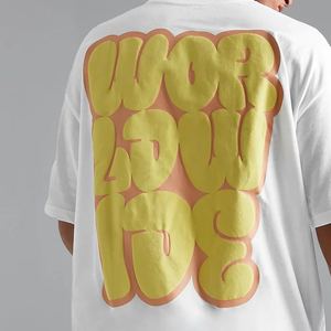 T-shirts pour hommes à col rond avec impression en relief, dernier design, vente en gros personnalisée, impression en mousse de haute qualité, 100% coton, unisexe - Product Image 4