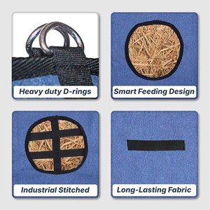 Heavy Duty Horse Hay Bag Slow Feeder with Reinforced Opening Durable Stable Feeding Bag for Travel <b>Trailer</b> Outdoor Use - Product Image 3