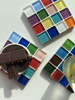 Sous-verres en mosaïque de verre à motif de feuilles de citron, tapis de table ronds, résistants à la chaleur, pour tasses à café et verrerie
