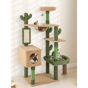 Centro Attività per Gatti Multilivello a Forma di Cactus da 59 Pollici, Albero per Gatti Premium con Doppio Tiragraffi e Giocattolo - Product Image 3