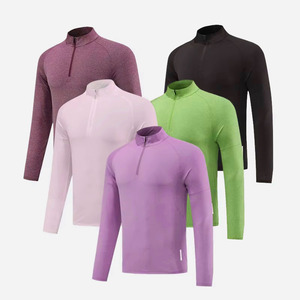 Zip-Up Top Stand Collar Slim Fit Solid Color Sporty Gym <b>Compression</b> Under Base Layer Shirts Tops Running Clothes Jogging Wear - Product Image 4
