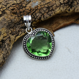 Green Amethyst Pendant 925 Sterling <b>Silver</b> Natural Gemstone Pendant Birthday Gift for Women - Product Image 2