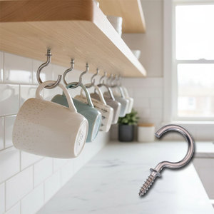 Silver Steel Hanging Ceiling Hooks Nickel Plated Vinyl Coated Screw Cup Hook Hanger ISO 9001 Certified Free Samples Bulk Model - Product Image 4