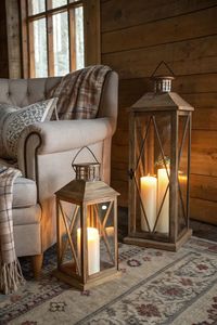 <b>Set</b> Of 2 Customized Handmade Wooden Candle <b>Lantern</b> Empty Candle Holder For Event & Home Decor Wooden Candle Holder - Product Image 3