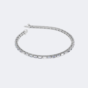 2.52CTW baguette Bar-<b>Set</b> Diamond Line Bracelet - Product Image 4