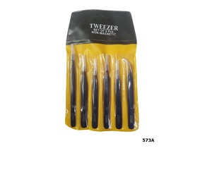 High Quality Tweezer Set of 6 Black Coated use for jewellery making <b>tool</b> whole sale lowest price best product for jewellery - Product Image 3