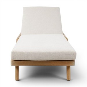 Modern Outdoor Teak Wood Sun Lounger Chair with Adjustable Backrest Waterproof <b>Cushion</b> Garden Patio Poolside Daybed Furniture - Product Image 2