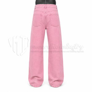 Pantalones Vaqueros Anchos Desgastados Rosa para Hombre, Estilo Baggy, Rotos, de Mezclilla, Casuales, de Algodón 100% de Alto Gramaje - Product Image 2
