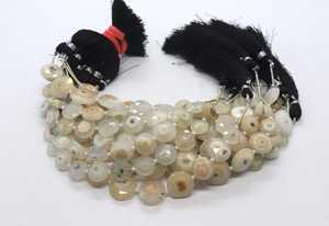 Perles Fantaisie en Quartz Solaire Naturel, Forme Briolette Facettée des Deux Côtés, Type Pièce de Monnaie, 12-14 MM - Product Image 2