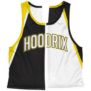 OEM Lacrosse Pinnies Personalized Reversible Practice Vest Athletic Team Black White Yellow Sublimated Tank <b>Top</b> Unisex Moisture - Product Image 1