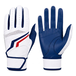 Nouveauté 2026 – Gants de frappeur de baseball en cuir véritable personnalisés, vente en gros, OEM, durables, blancs et bleus, pour équipes de softball, unisexes - Product Image 1