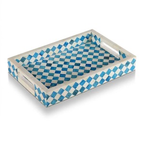 Luxury Handmade Bone Inlay Serving <b>Tray</b> Square Decorative Coffee Table Ottoman <b>Tray</b> <b>Wooden</b> Breakfast Tea Serving <b>Tray</b> - Product Image 2