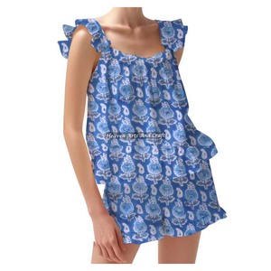 Co- Ords Shorts Pajama Set Printed 2026 New Latest Collection Of Spring/Summer Floral Fitted Strappy Ruffle <b>Trim</b> Sleeves PJ Set - Product Image 4