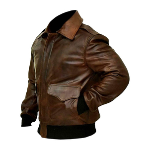 Top Selling Men's Genuine Leather Bomber Jacket Black Turn-down Collar Faux Fur Lining Zipper Closure Winter Moto Style - Product Image 4