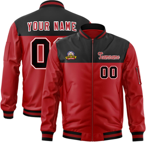 Veste de baseball homme noire et blanche avec blocs de couleur, fermeture éclair et impression personnalisée du nom et du numéro au dos, style décontracté - Product Image 5