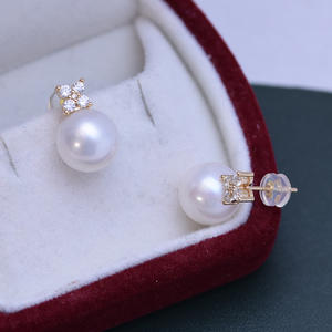 Freshwater 10-11mm White Strong Light Pearl <b>Stud</b> <b>Earrings</b> for Women S925 Silver Korean Edition <b>Fine</b> Flaws - Product Image 3