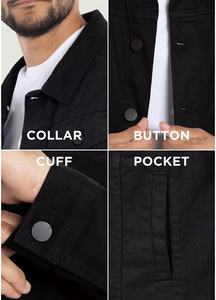 2025 nouveauté mode Streetwear Denim veste haute qualité conception personnalisée hommes déchiré bouton avant Denim noir jean veste - Product Image 6