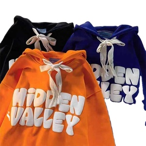 Vente en gros personnalisé 3D Puff imprimé surdimensionné hommes pull à capuche hiver lourd polaire sweats logo en relief brodé - Product Image 1