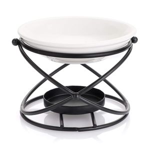 Brûleur de cire moderne en métal noir avec bol en verre dépoli, support pour bougie chauffe-plat, diffuseur d'huiles essentielles pour aromathérapie, décoration d'intérieur - Product Image 3
