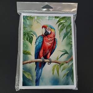 Whimsical Macaw Parrot A7 Tamaño 5x7 Tarjetas de notas en blanco Paquete de 8 con sobres para saludos - Product Image 3