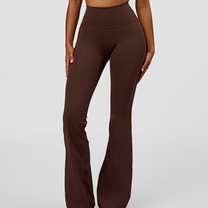 <b>Women's</b> High Waist <b>Flared</b> Leg Yoga <b>Leggings</b> Full Length Solid Color Seamless Stretch Sports Pants - Product Image 4