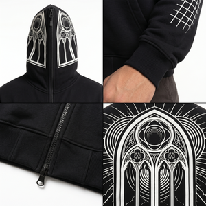 Premium <b>Men's</b> Cotton Brushed Fleece Full Zip Oversized Streetwear Hoodie Custom Heavyweight Chenille Patch <b>Gothic</b> Graphic <b>Jacket</b> - Product Image 4