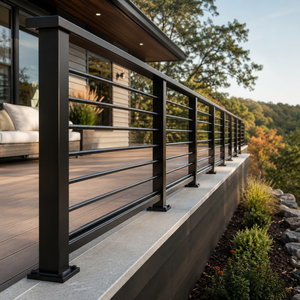 Barandilla Moderna de Metal Negro para Terraza, Barandal Horizontal para Balcón Exterior, Valla de Seguridad para Patio, Porche y Terraza, Kit de Paneles - Product Image 3