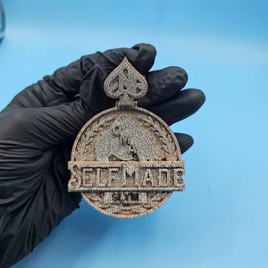 Colgante de Plata 925 con Moissanita y Diamantes, Diseño As de Espadas, Estilo Hip Hop, para Hombre y Mujer, Colgante de Póker Brillante - Product Image 1