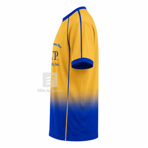 Maillot de football personnalisé de la sororité Sigma Gamma Rho, manches courtes, logo sur le devant, dégradé bleu et or, jersey en polyester - Product Image 4
