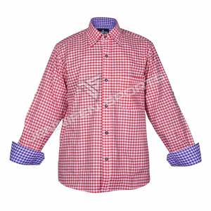 Trachten Hemden Traditional German Shirt Bavarian Men Shirt <b>Oktoberfest</b> Hemden Men Wear Checkered 100% Cotton Long Sleeve Shirt - Product Image 2