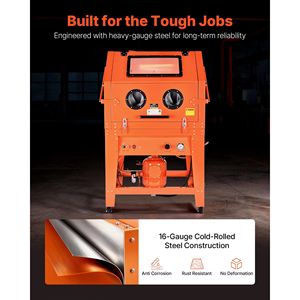 Cabine de sablage en acier robuste de 245 gallons avec réservoir de médias pressurisé de 32 gallons, roues incluses - Product Image 6