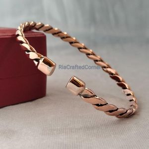 Rose Gold Plated <b>Copper</b> Alloy Cuff <b>Bracelet</b> Classic Unisex Adjustable Design handmade yoga therapy <b>copper</b> - Product Image 1