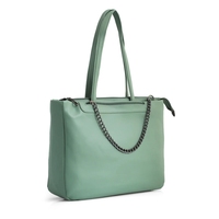 Sac à bandoulière vintage pour femme en cuir véritable avec deux sangles, fermeture éclair, chaînes, détails rivetés, plusieurs compartiments, résistant à l'eau