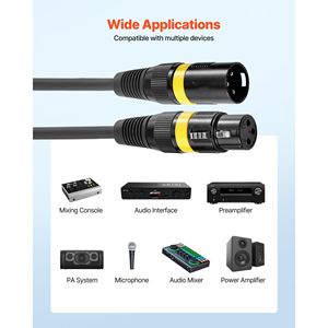 Paquete de 2 Cables XLR de 100 pies, Cable de Micrófono y Altavoz de 3 Pines Chapado en Oro, Cables de Micrófono Macho-Hembra DMX Blindados y Balanceados - Product Image 6