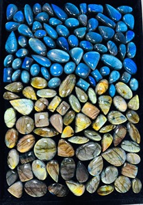 Paire de cabochons mosaïques multicolores assortis en pierre, en vrac, vente en gros - Product Image 2