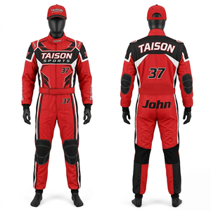 Traje de Karting Premium de Poliéster Cordura de 320 GSM, Diseño de Paneles Naranja y Negro, Tejido Transpirable y Elástico, Logotipo Personalizado por Sublimación - Product Image 2