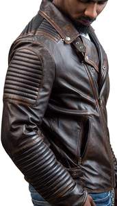 <b>MEN'S</b> PREMIUM VINTAGE <b>LEATHER</b> BIKER <b>JACKET</b> PADDED SLIM FIT MOTORCYCLE FASHION OUTERWEAR ZIP FRONT DISTRESSED DESIGN - Product Image 5