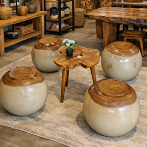 Taburete Esférico Moderno Ergonómico de Madera Maciza de Suar Natural, Mueble de Lujo Hecho a Mano para Decoración del Hogar y Proyectos Hoteleros - Product Image 6