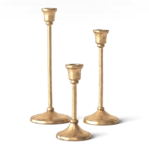 Ensemble de bougeoirs coniques en métal doré style nordique, support de bougie pilier vintage en laiton, centre de table pour mariage et décoration intérieure - Product Image 1