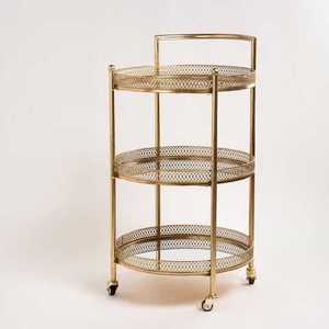 Hotel Trolley With 3 Shelves And 4 Swivel Casters Midcentury Modern Durable Commercial Furniture Hotel Bar Trolley Cart - Product Image 1