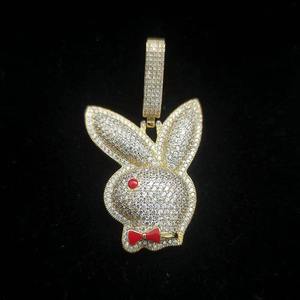 Charm Moissanite Jewelry Hiphop 925 <b>Silver</b> Iced Out Play Rabbit <b>Necklace</b> <b>Pendant</b> for <b>Men</b> and Women - Product Image 5