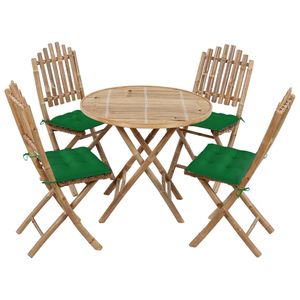 Set da 4 Pezzi per Esterni in Bambù e Poliestere Marrone e Verde, Dimensioni Standard - Product Image 1
