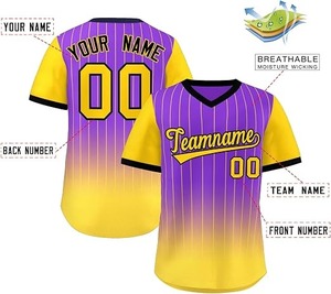 Maillot de baseball personnalisé à col en V, chemises de sport à rayures style hip-hop, nom et numéro personnalisés pour hommes/femmes/jeunes - Product Image 4