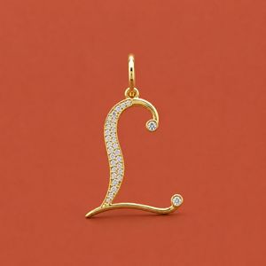Pendentif Lettre Initiale Cursive en Argent S925 Sertie de Moissanite - Product Image 1