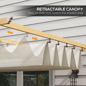 Pergola Retrattile in Alluminio 10x12ft Bianco Crema, Tettoia Impermeabile Parasole per Patio, Cortile, Terrazza, Villa, Parco - Product Image 4
