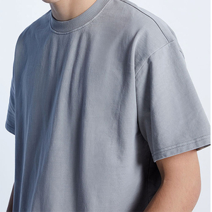 Shoulder Eco-Friendly T-Shirt Custom Logo <b>Blank</b> Long Length Wholesale 100% Cotton Heavy <b>Weight</b> Men's Oversize O-Neck Drop - Product Image 3