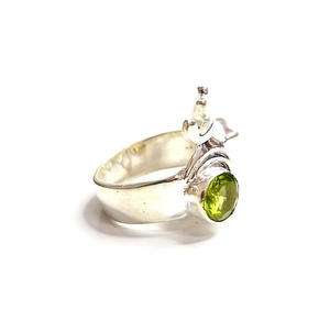 Unique Design Two-Peridot <b>Ring</b> <b>Crafted</b> in 925 Silver - High Quality Vintage Jewelry Manufacturer JAIPUR SILVER - Product Image 3