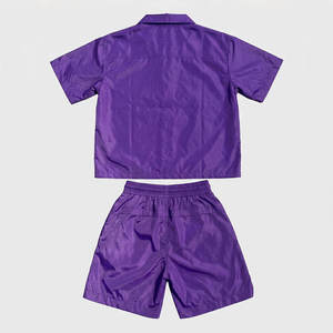 Unisex <b>Purple</b> Short Sleeve <b>Shirt</b> And Shorts Set Quick Dry Lightweight Polyester Casual Summer Wear Solid Color Turn-down Collar - Product Image 6